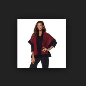 Slinky Brand Boucle Open Front Kimono Sweater